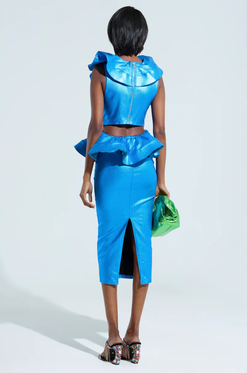 Jillian Metallic Peplum Dress