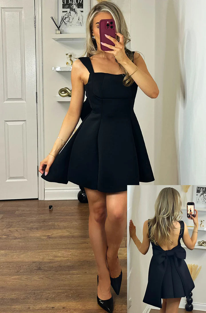 Tisha Bow Scuba Dress - Black