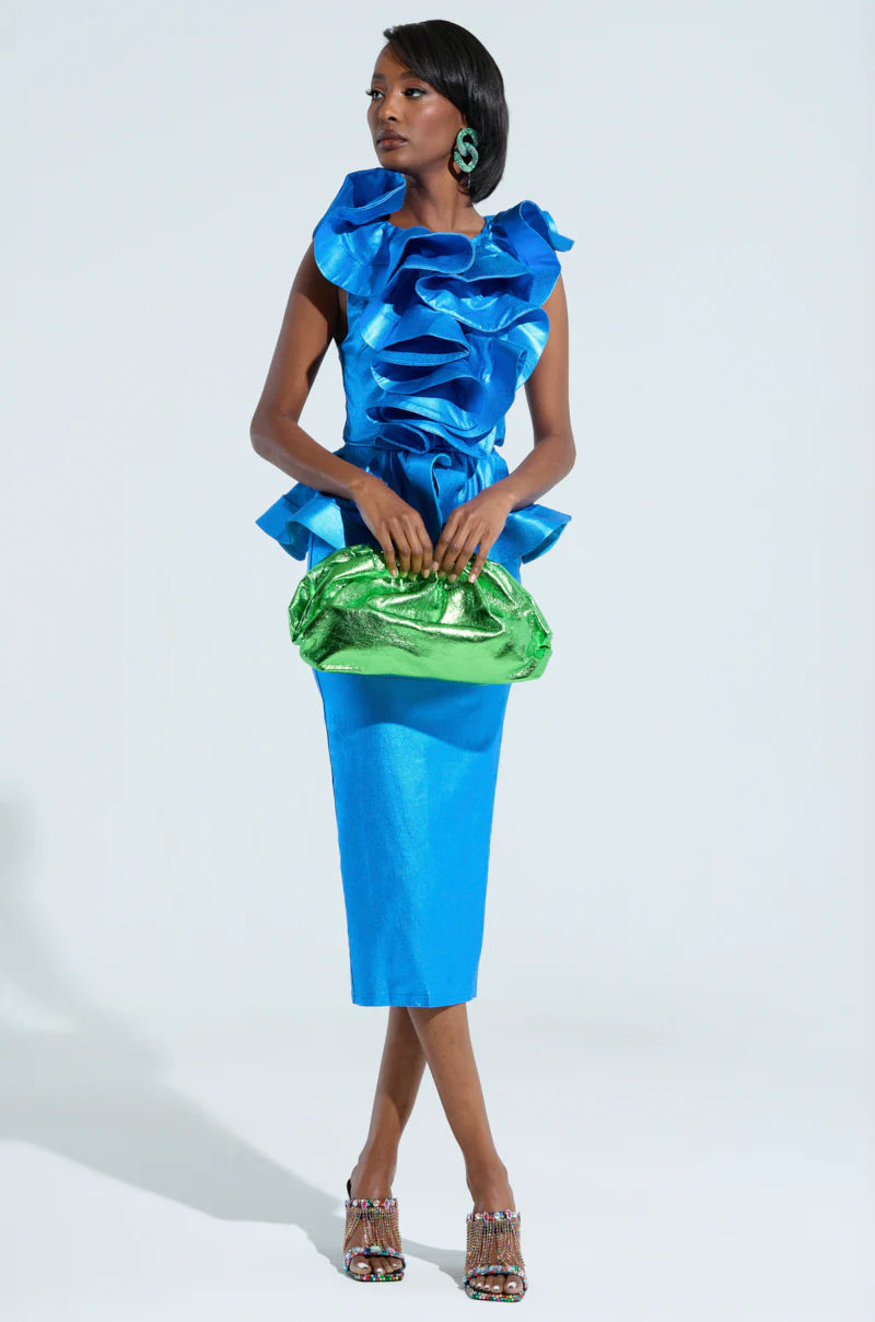 Jillian Metallic Peplum Dress