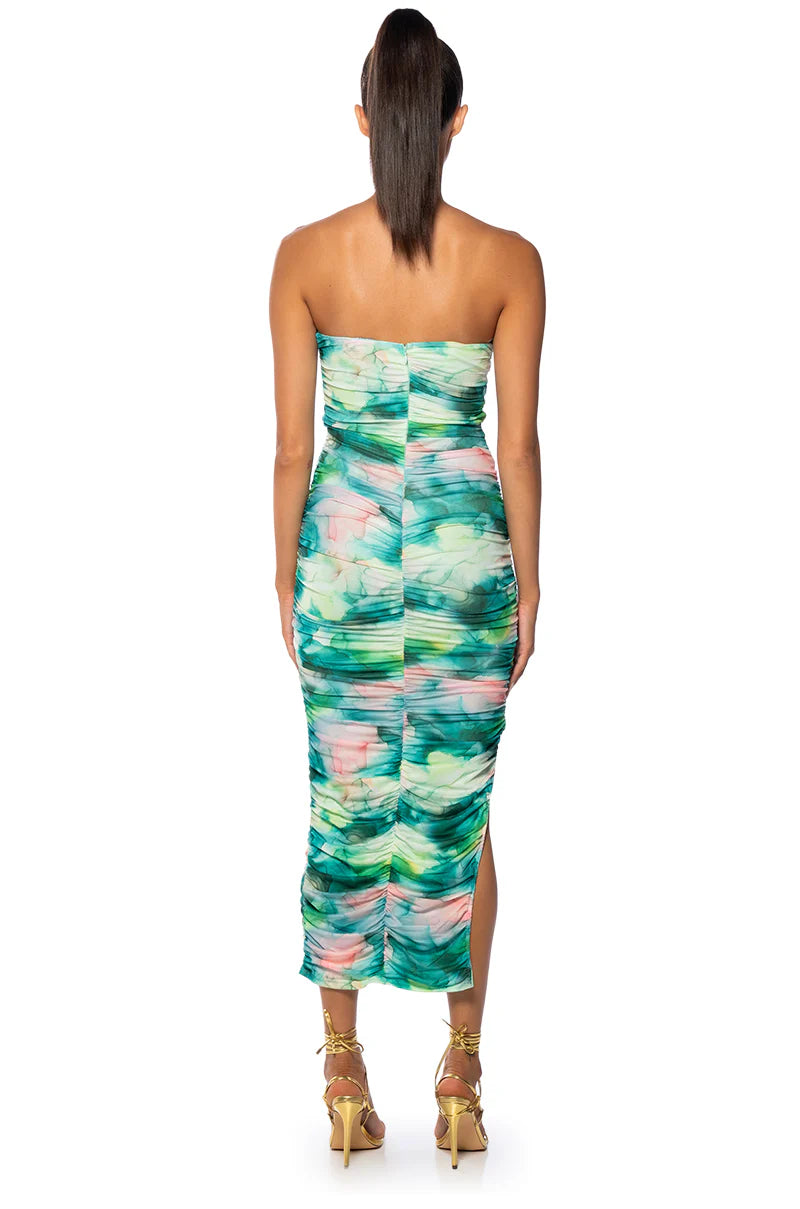 Callie Strapless Mesh Midi Dress