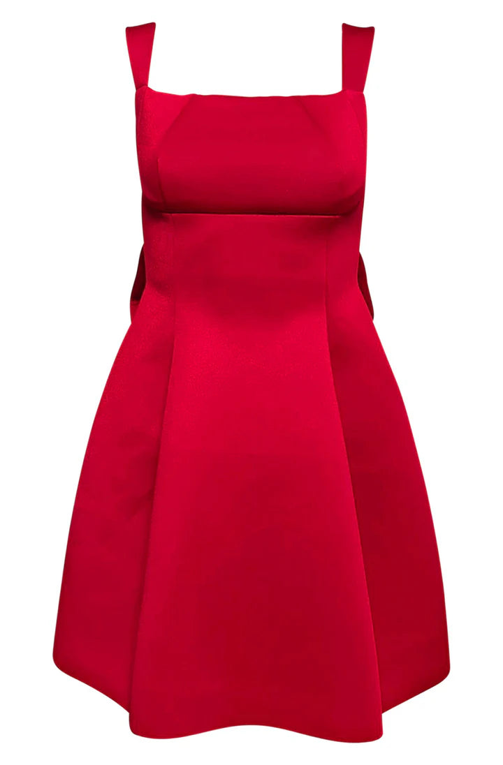 Tisha Bow Scuba Dress - Red