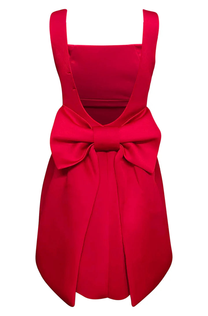Tisha Bow Scuba Dress - Red