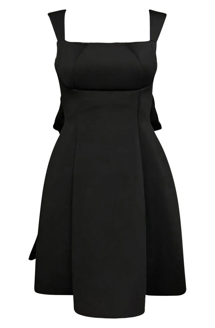 Tisha Bow Scuba Dress - Black