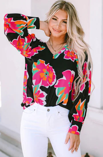 Evelyn Abstract Floral Blouse