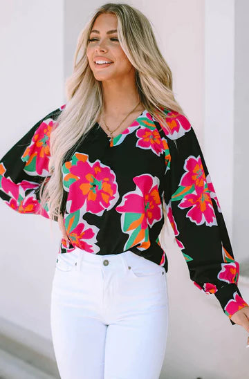 Evelyn Abstract Floral Blouse