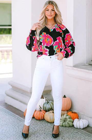 Evelyn Abstract Floral Blouse