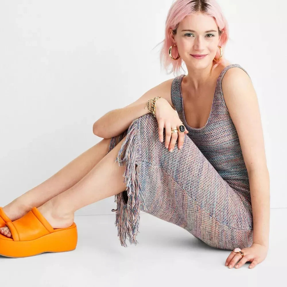 Crochet Fringe Midi Dress