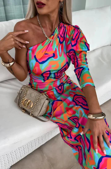 Mariah One Shoulder Midaxi Dress