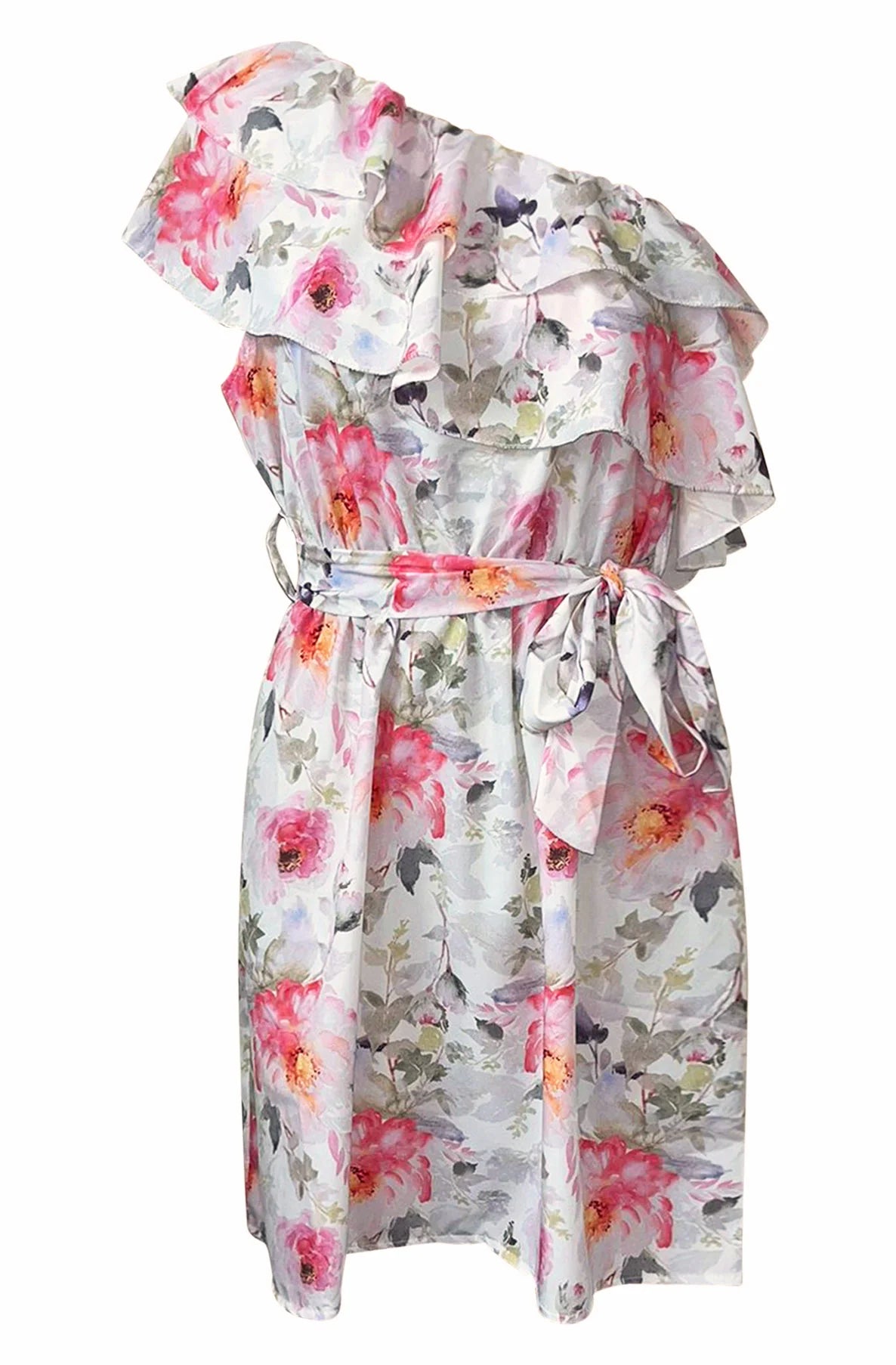 Maggie Floral One Shoulder Mini Dress