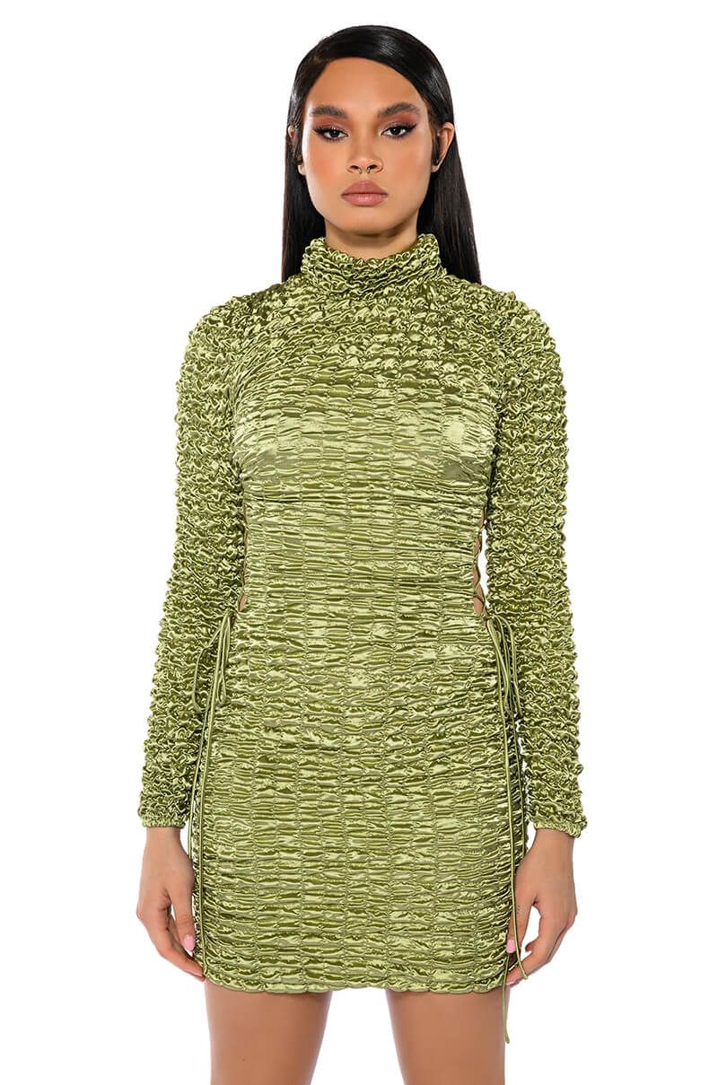 Toya Bubble Mini Dress - Green