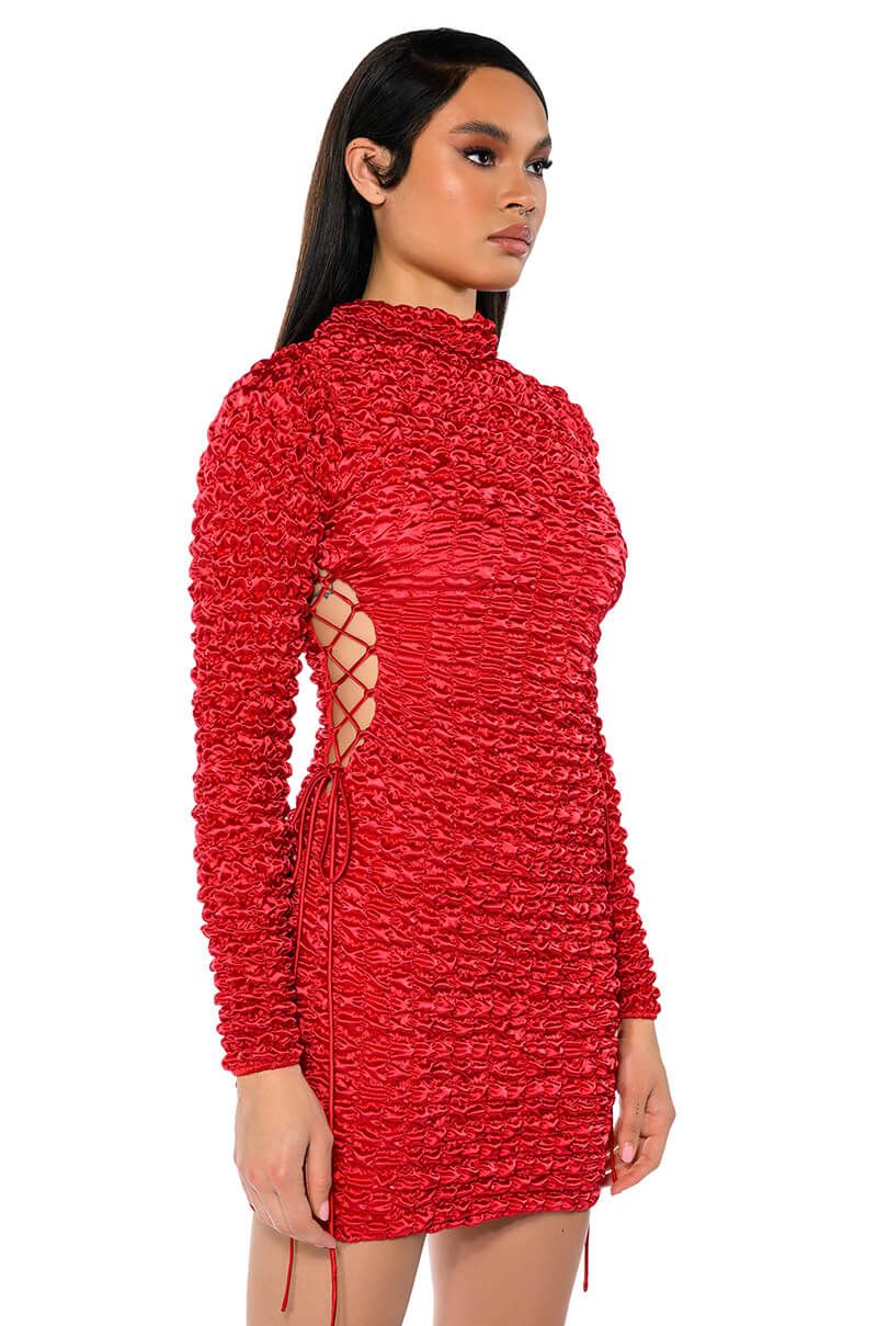 Toya Bubble Mini Dress - Red