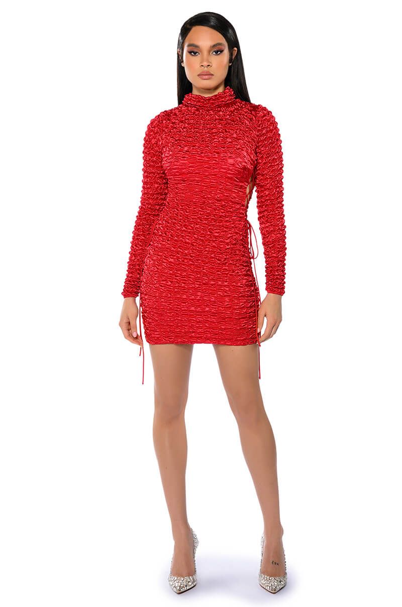 Toya Bubble Mini Dress - Red