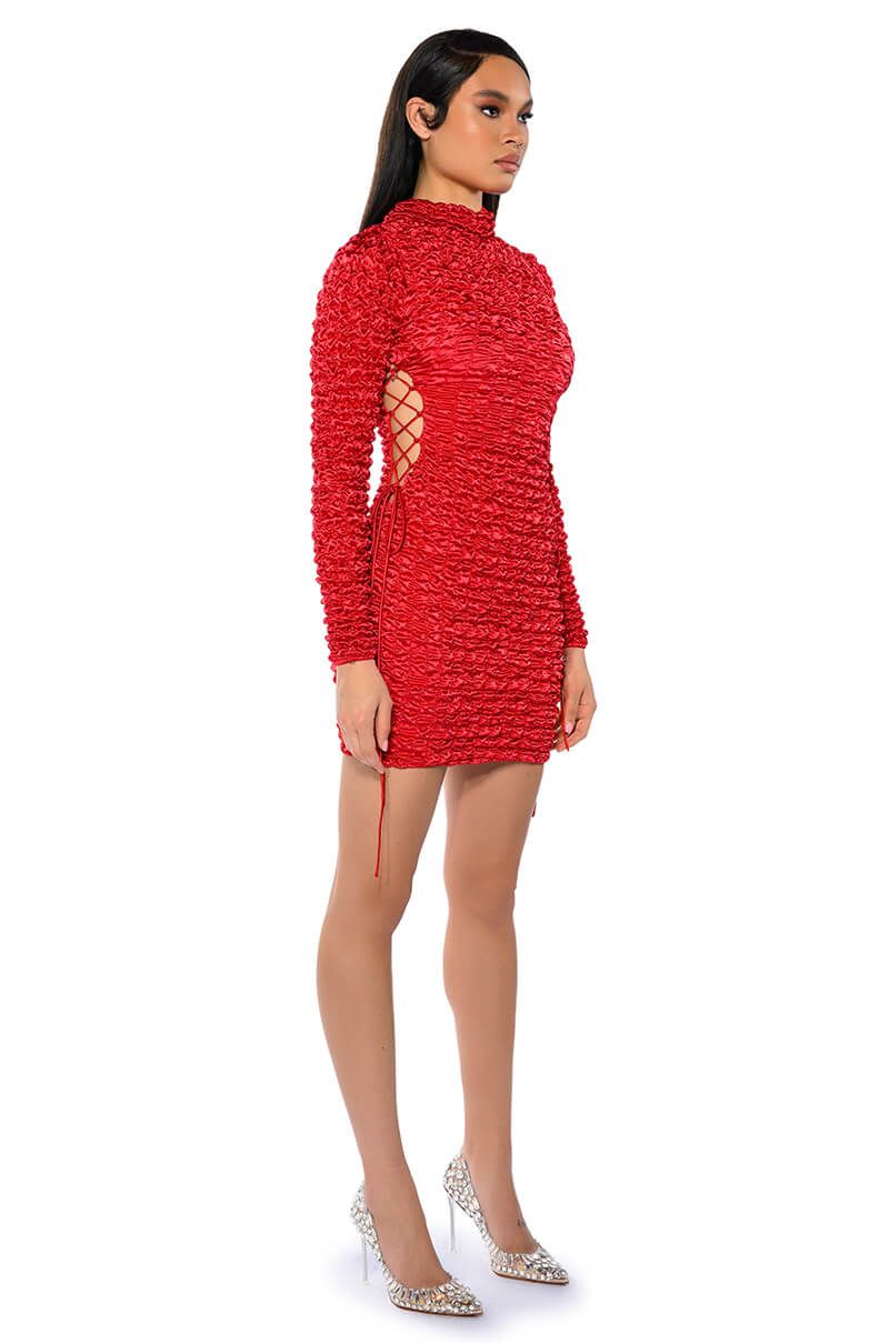 Toya Bubble Mini Dress - Red