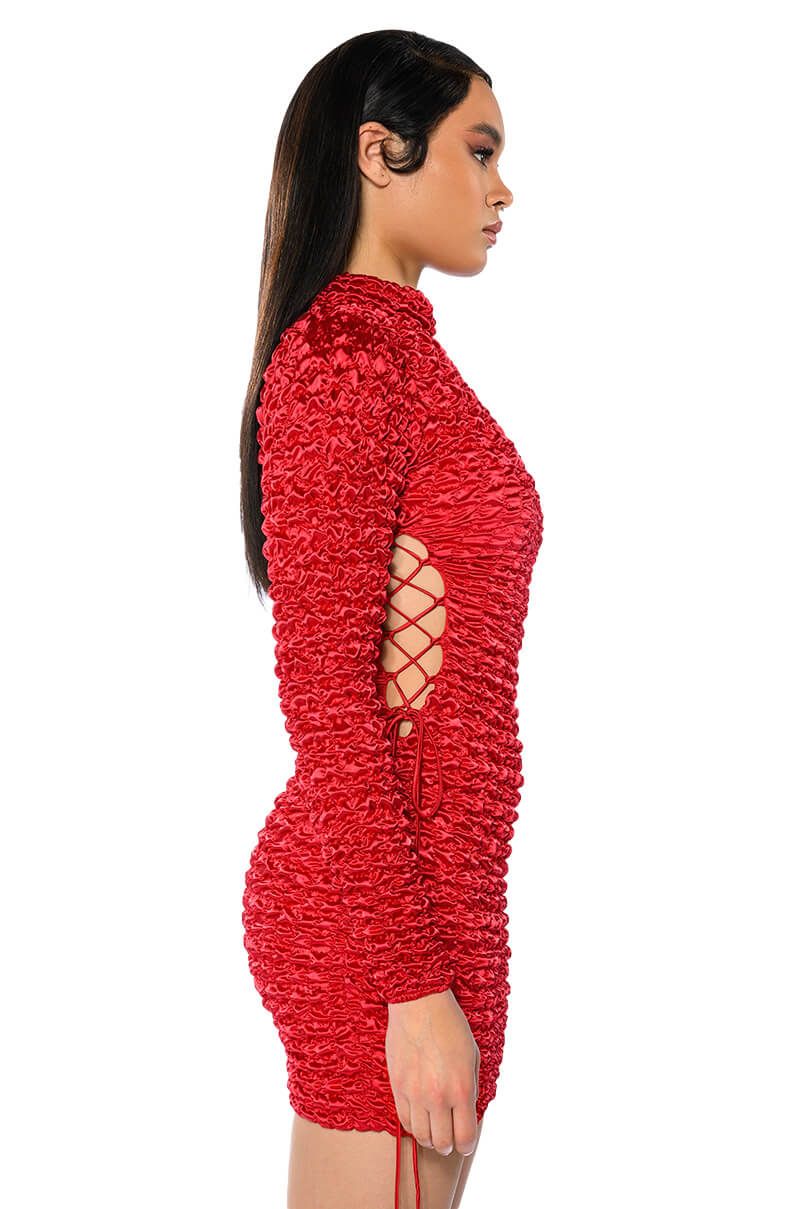 Toya Bubble Mini Dress - Red