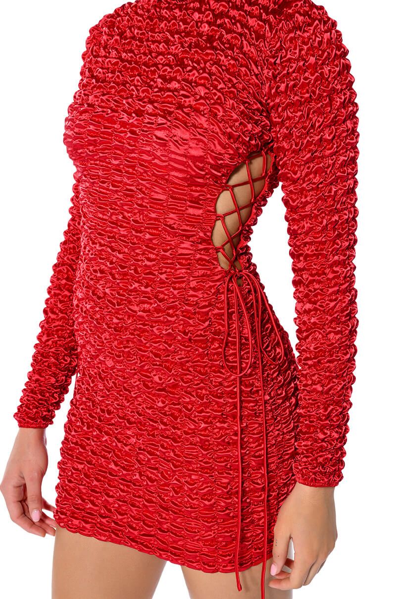 Toya Bubble Mini Dress - Red