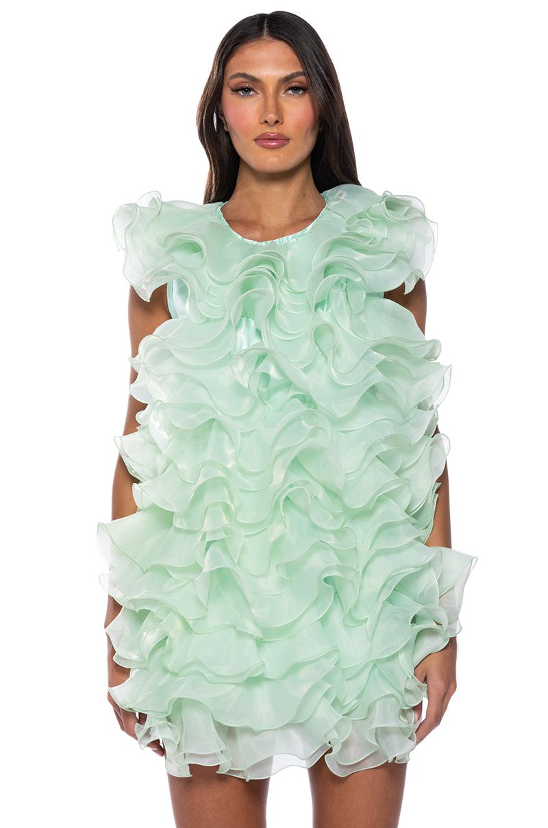 Ursula Ruffle Dress - Mint