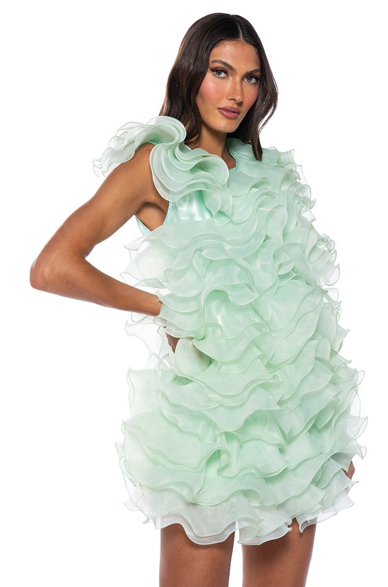 Ursula Ruffle Dress - Mint