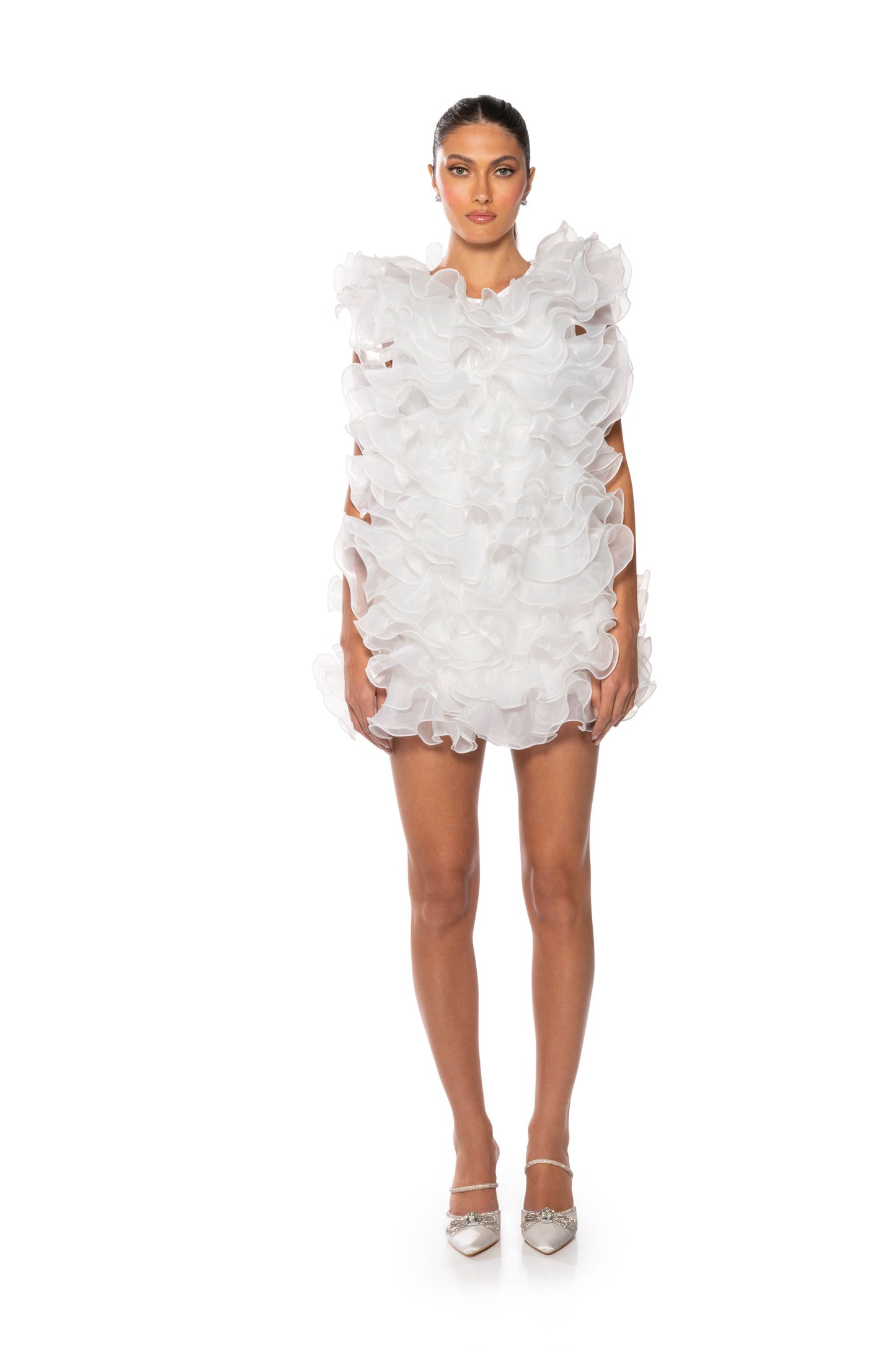 Ursula Ruffle Dress - White