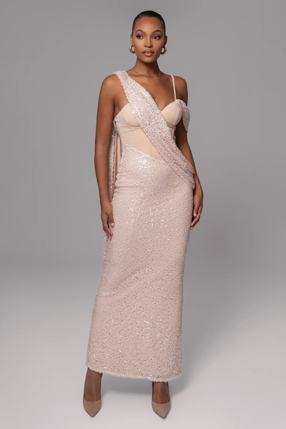 Amani Draped Sequin Maxi Dress