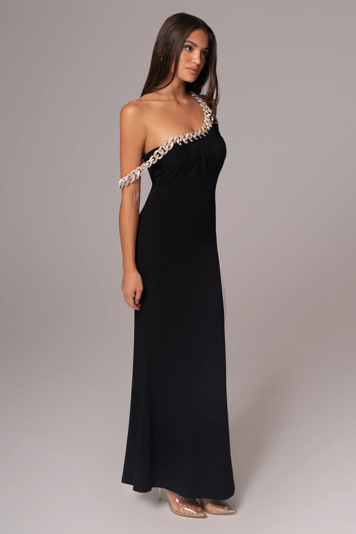 Monette Asymmetric Dress (Black)