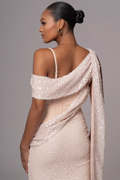 Amani Draped Sequin Maxi Dress