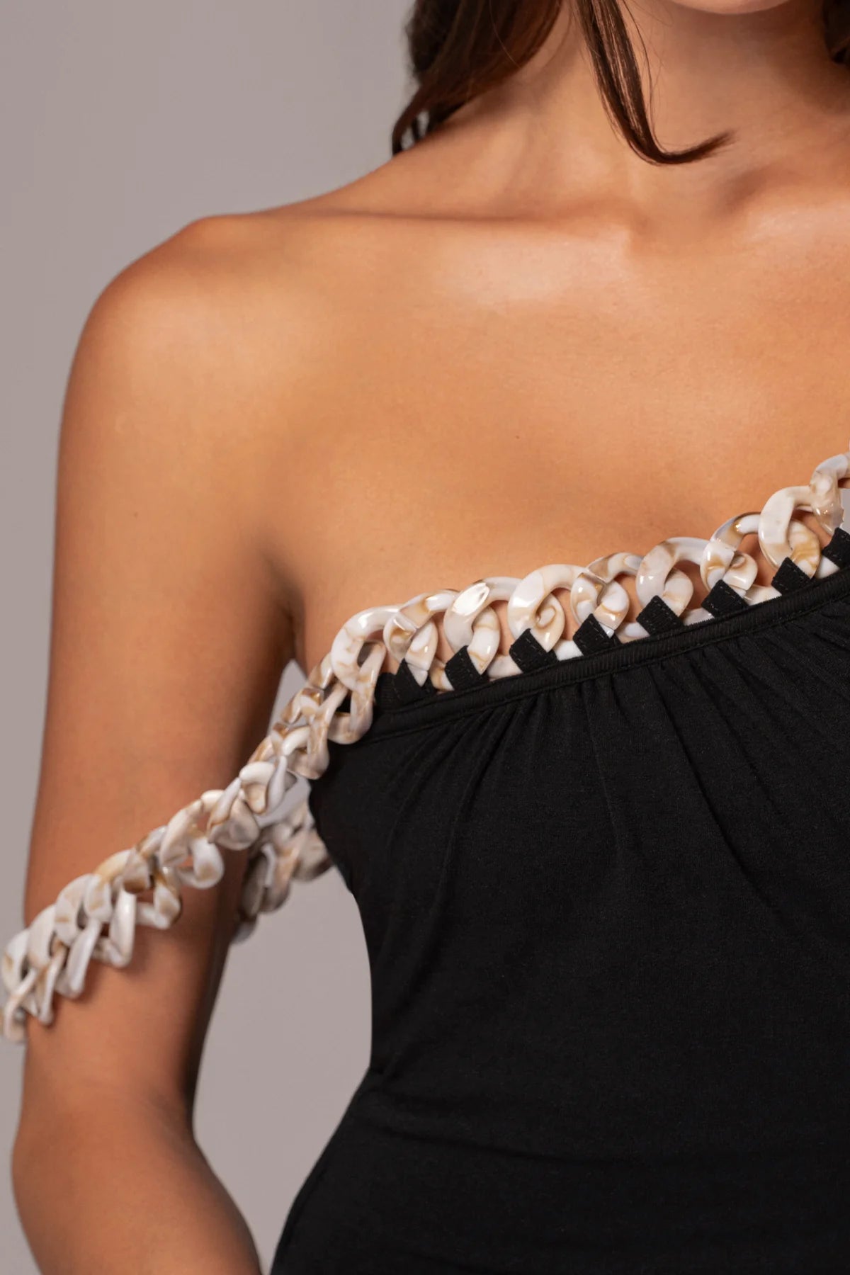 Monette Asymmetric Dress (Black)