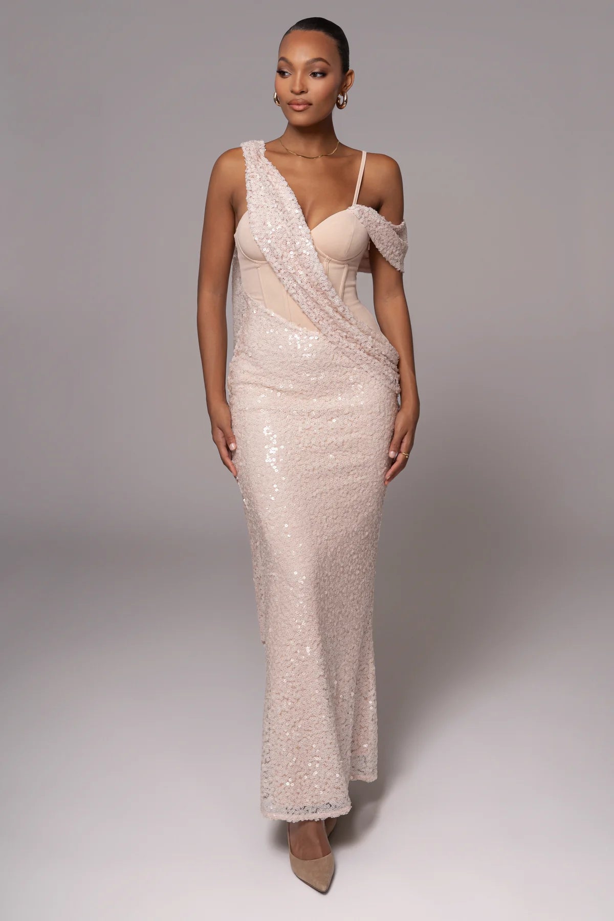 Amani Draped Sequin Maxi Dress