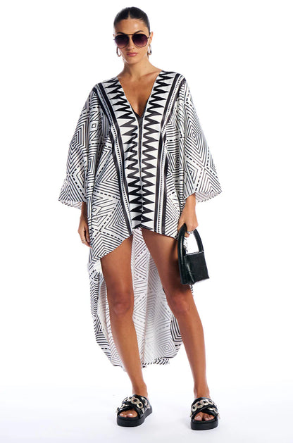 Printed High Low Kaftan Dress