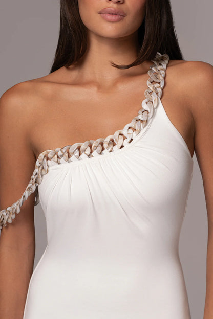 Monette Asymmetric Dress (White)