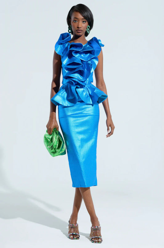 Jillian Metallic Peplum Dress