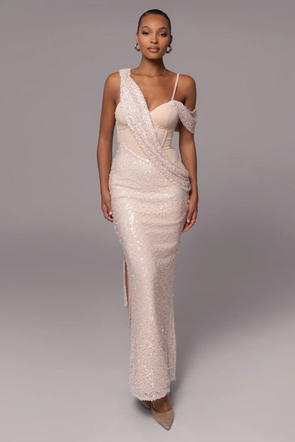 Amani Draped Sequin Maxi Dress