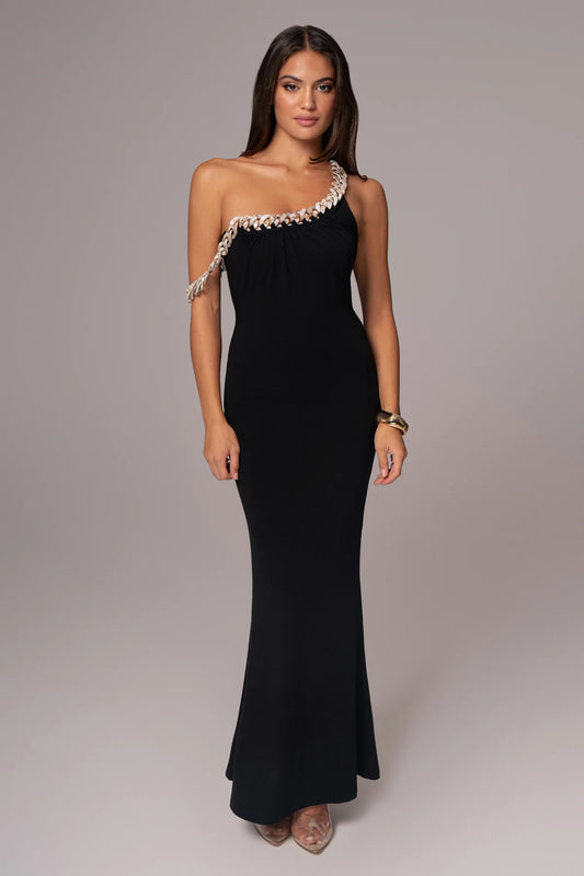 Monette Asymmetric Dress (Black)