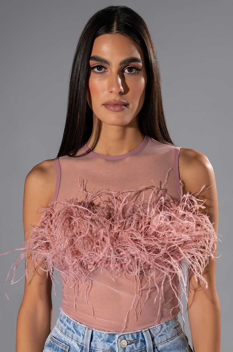 Amy Sleeveless Feather Top