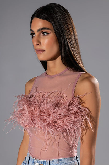 Amy Sleeveless Feather Top