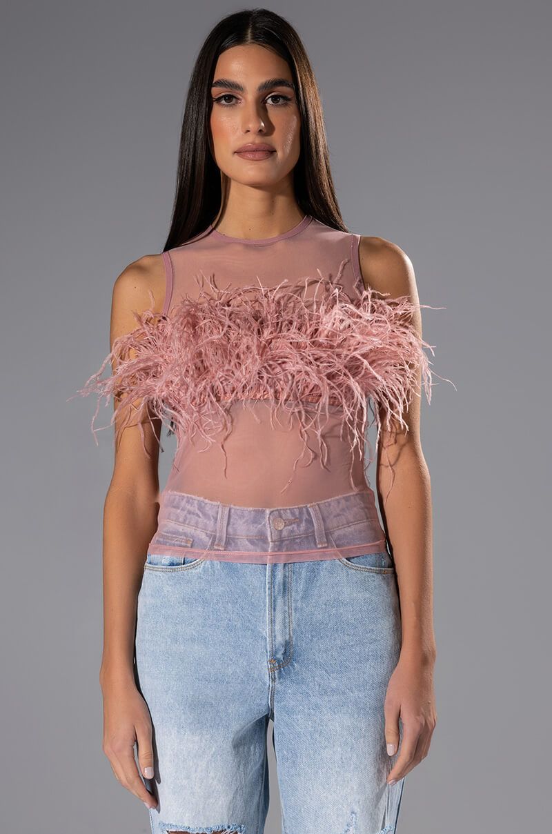 Amy Sleeveless Feather Top