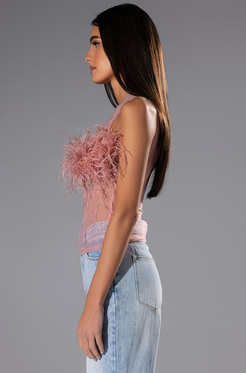 Amy Sleeveless Feather Top