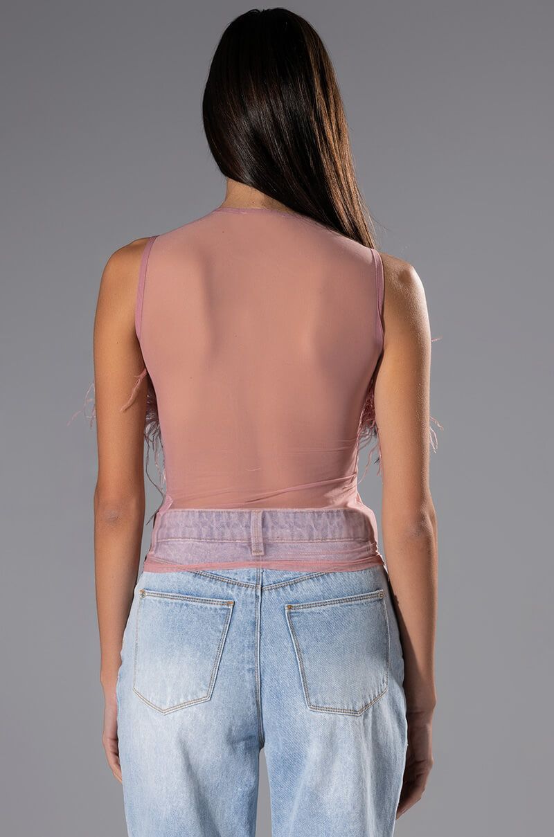 Amy Sleeveless Feather Top