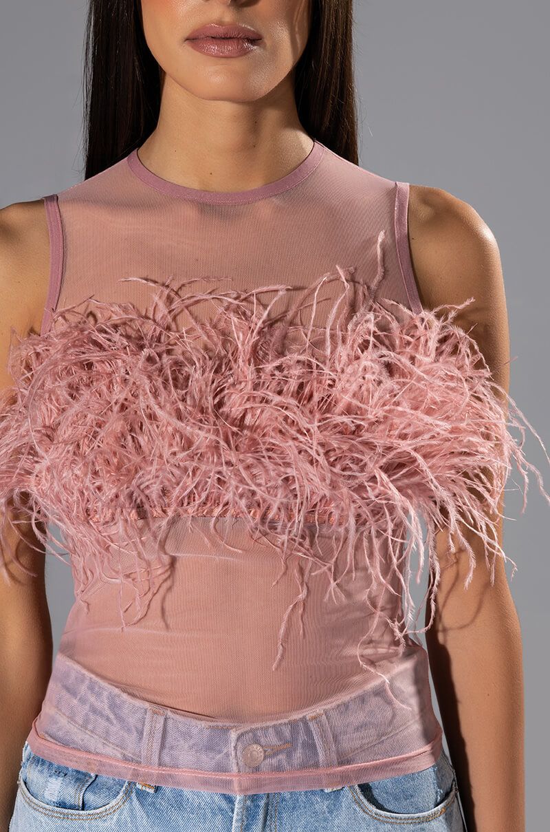 Amy Sleeveless Feather Top