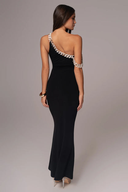 Monette Asymmetric Dress (Black)