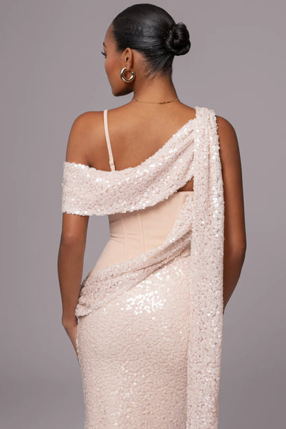 Amani Draped Sequin Maxi Dress