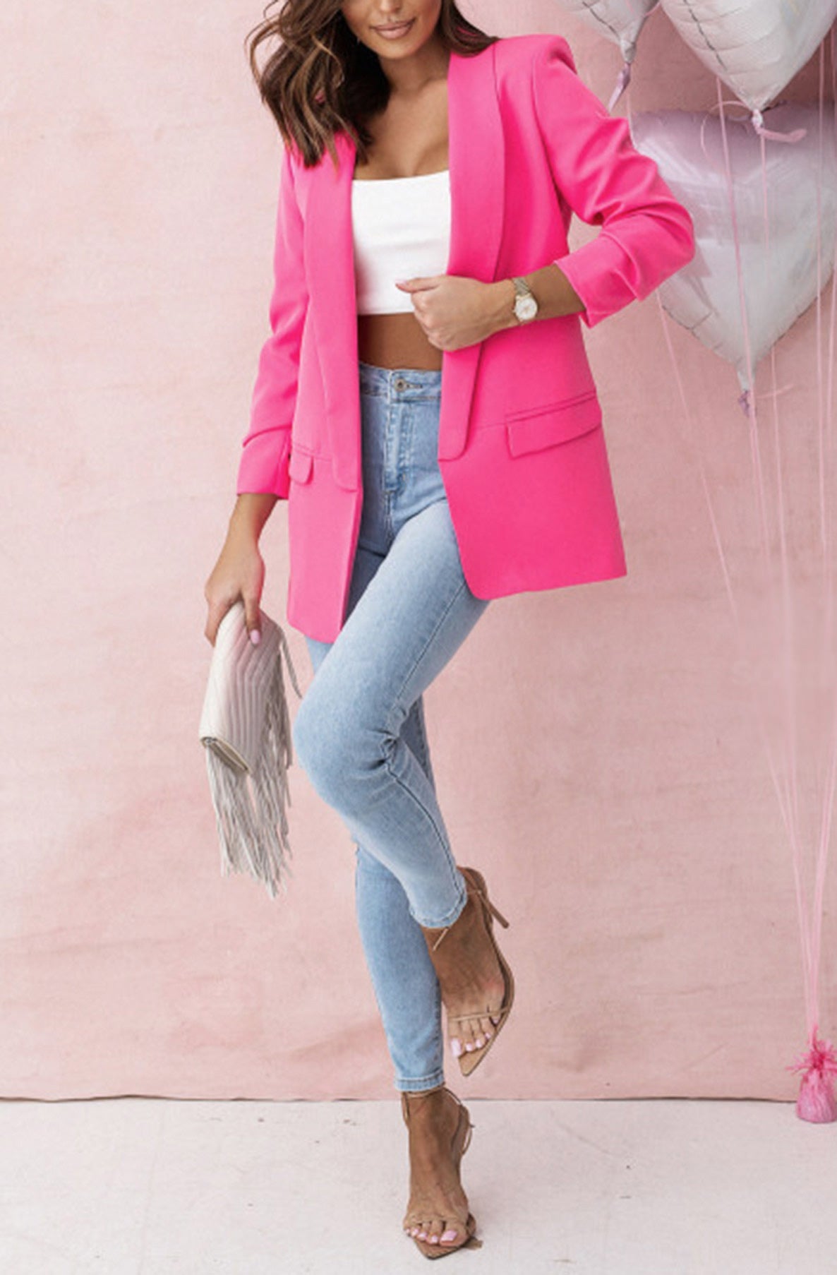 Oversized pink blazer hotsell