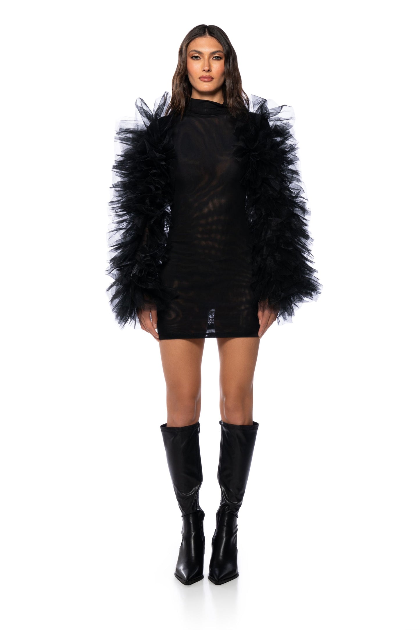Kara Tulle Sleeve Mini Dress