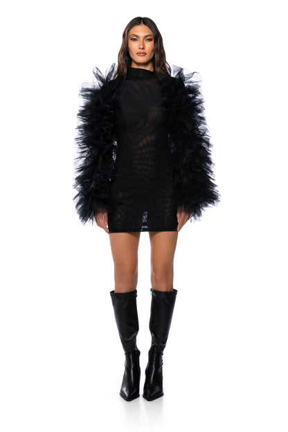 Kara Tulle Sleeve Mini Dress
