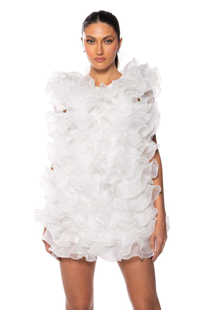 Ursula Ruffle Dress - White
