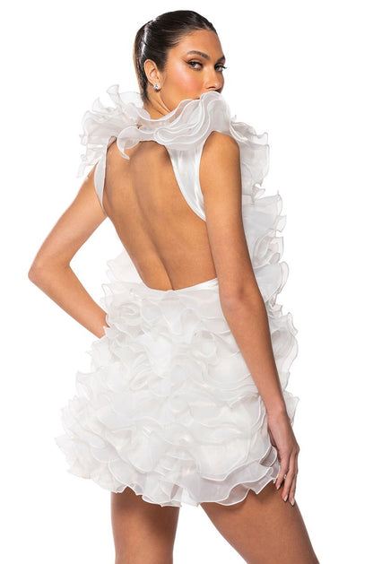 Ursula Ruffle Dress - White
